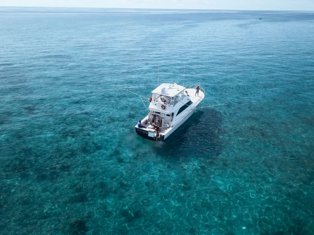 Yacht in blue water
